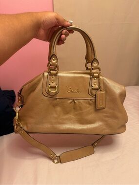 Coach Ashley satchel in a metallic gold